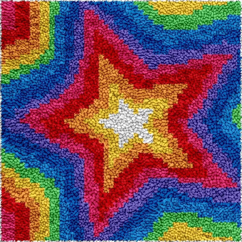 Numptain Latch Hook Kits for Adults,DIY Rug Crafts Love Rainbow Pattern Color Printed Canvas,Latch Hook Kits for Beginners Handmade Needlework Crafts Home Decoration,12"x12" NT5 - Image 1